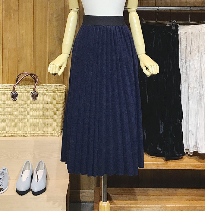 Woolen Pleats Long Skirt Winter Fall Bending Brush