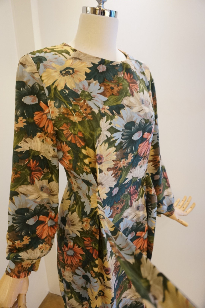 New Women Dress Feminine Flower Dress ootd Silky l