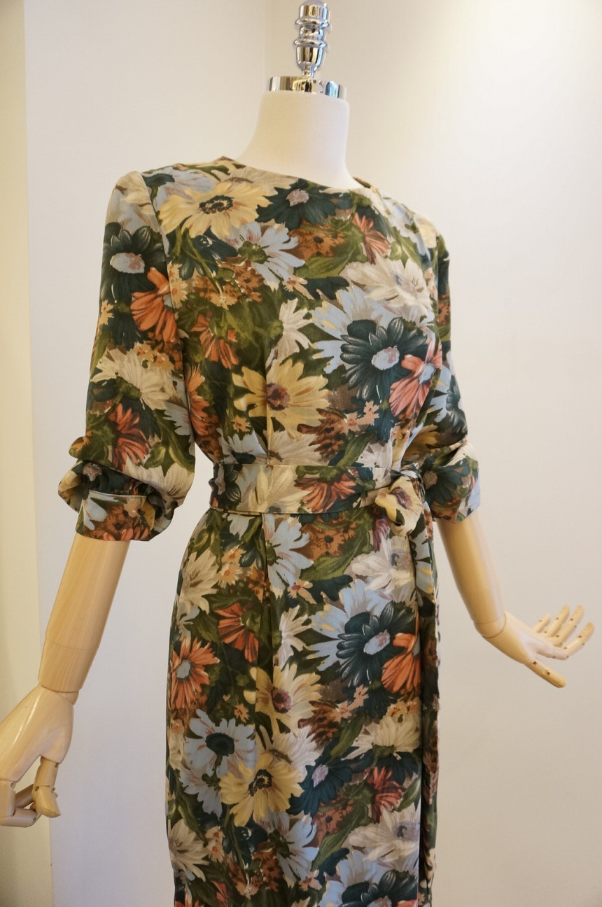 New Women Dress Feminine Flower Dress ootd Silky l