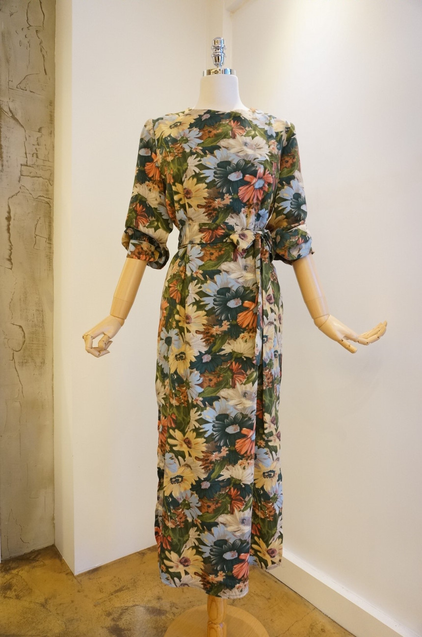 New Women Dress Feminine Flower Dress ootd Silky l