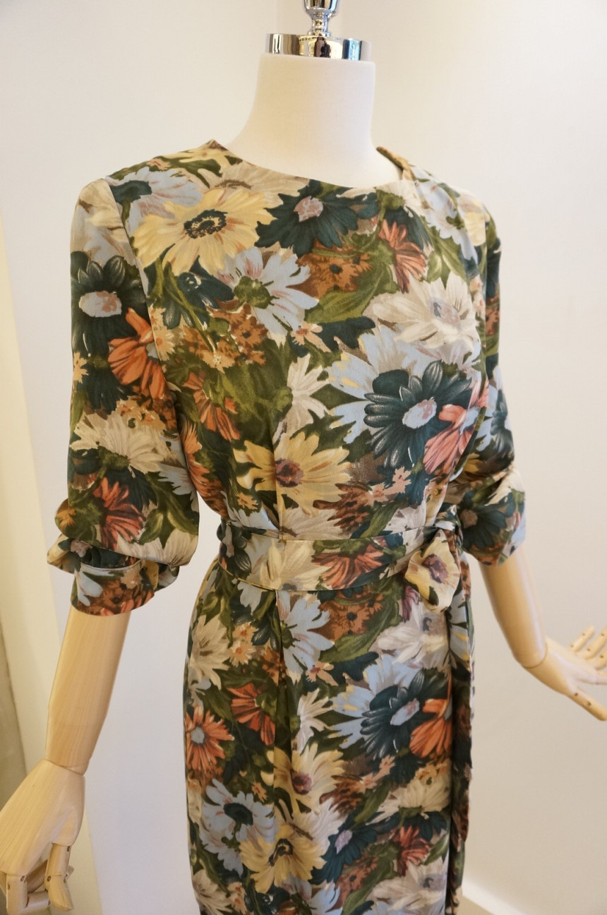 New Women Dress Feminine Flower Dress ootd Silky l