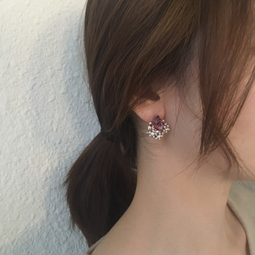 Twinkle Swarovski Pearl Earrings 3color Elegant to