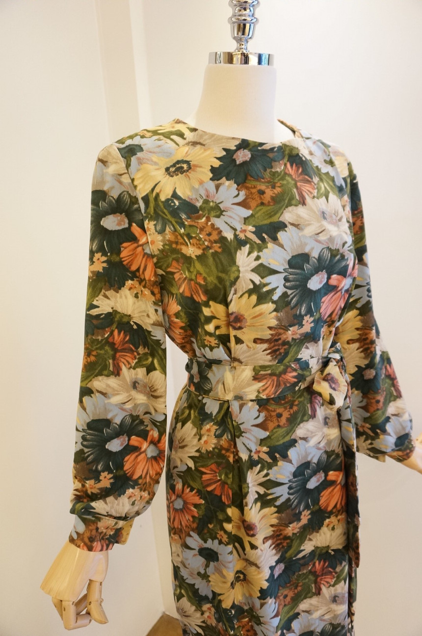 New Women Dress Feminine Flower Dress ootd Silky l