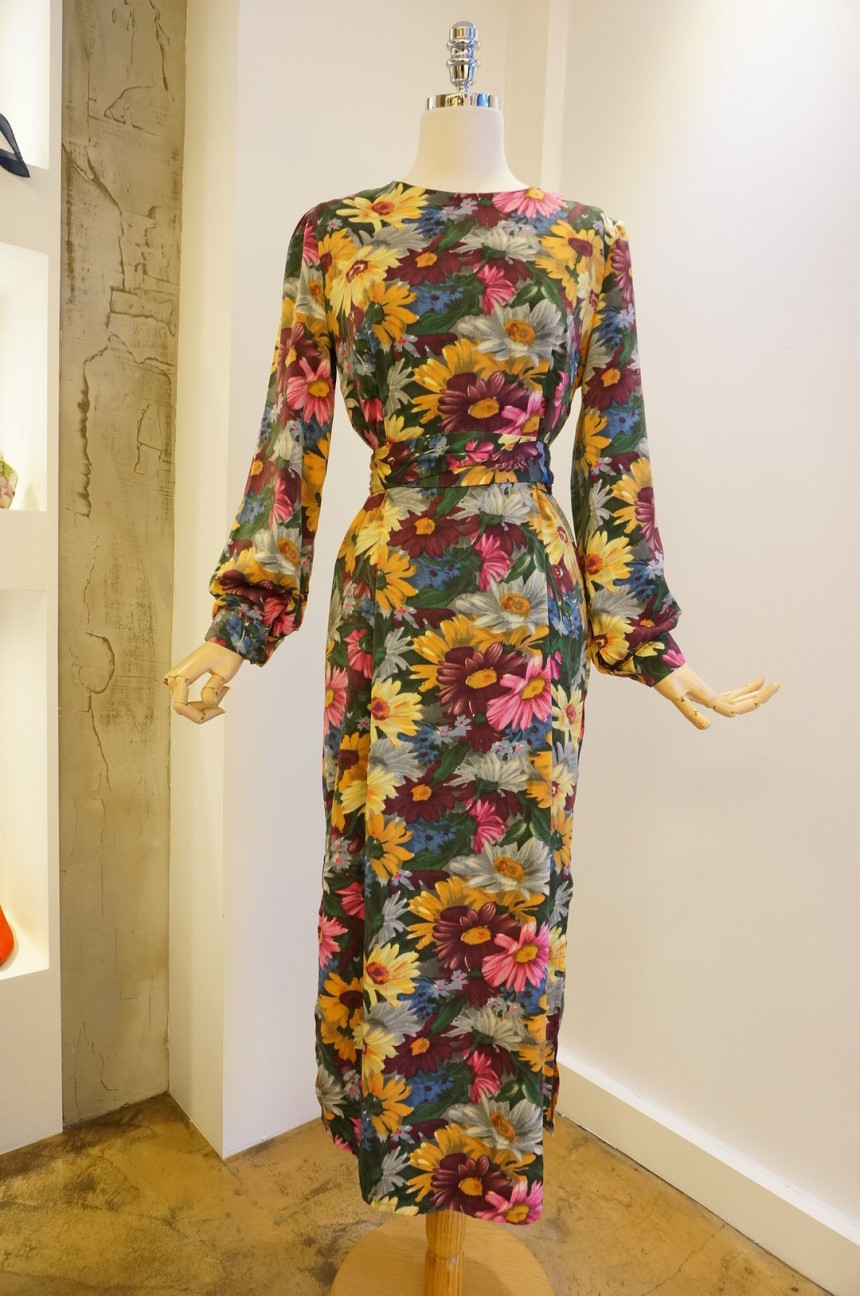 New Women Dress Feminine Flower Dress ootd Silky l