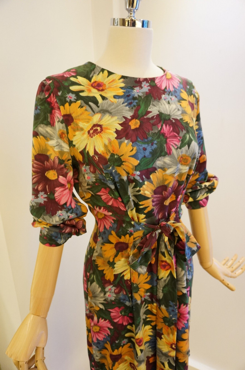 New Women Dress Feminine Flower Dress ootd Silky l