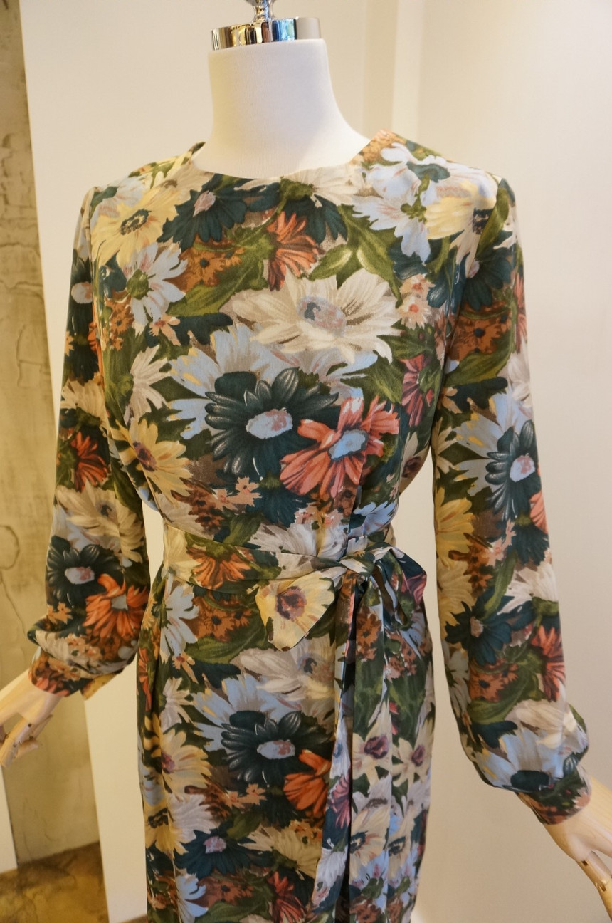 New Women Dress Feminine Flower Dress ootd Silky l