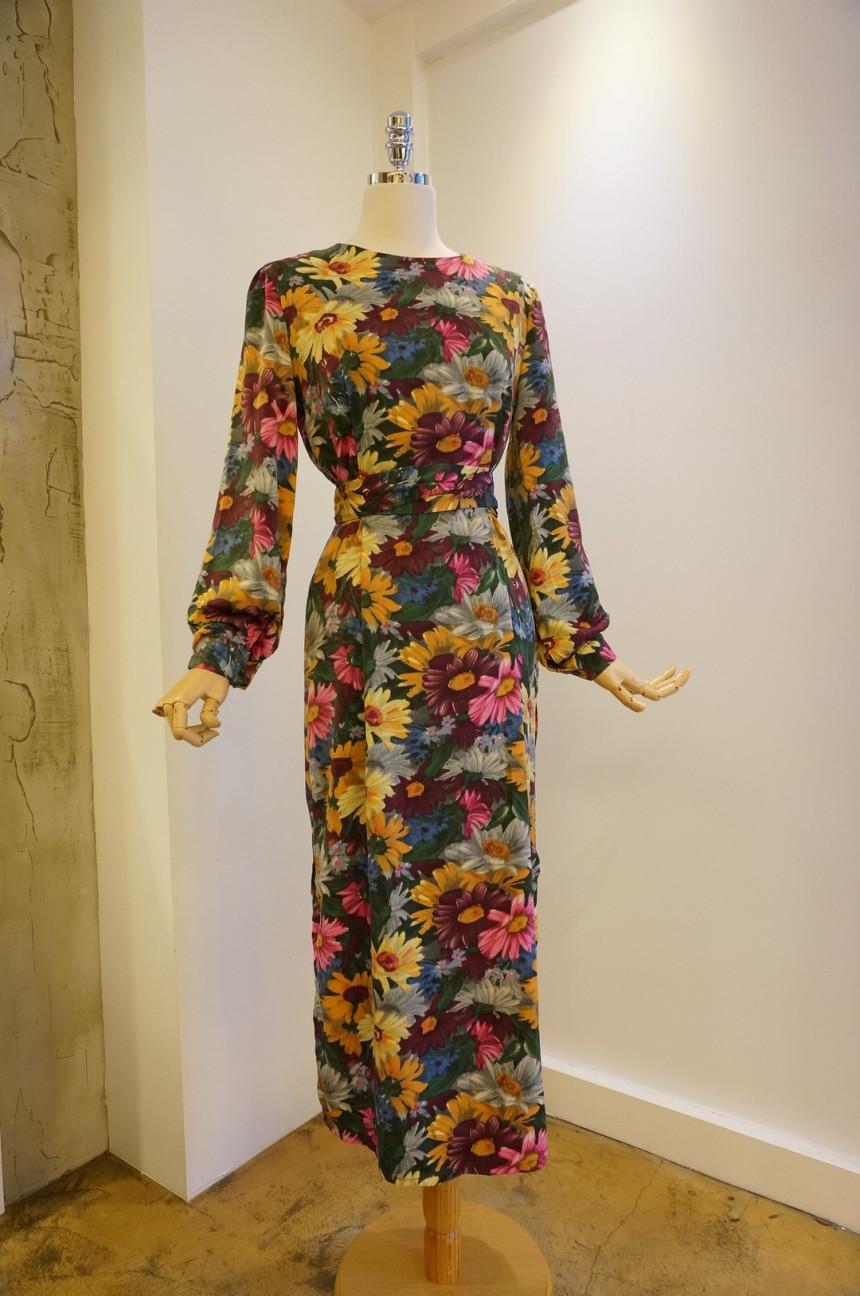 New Women Dress Feminine Flower Dress ootd Silky l