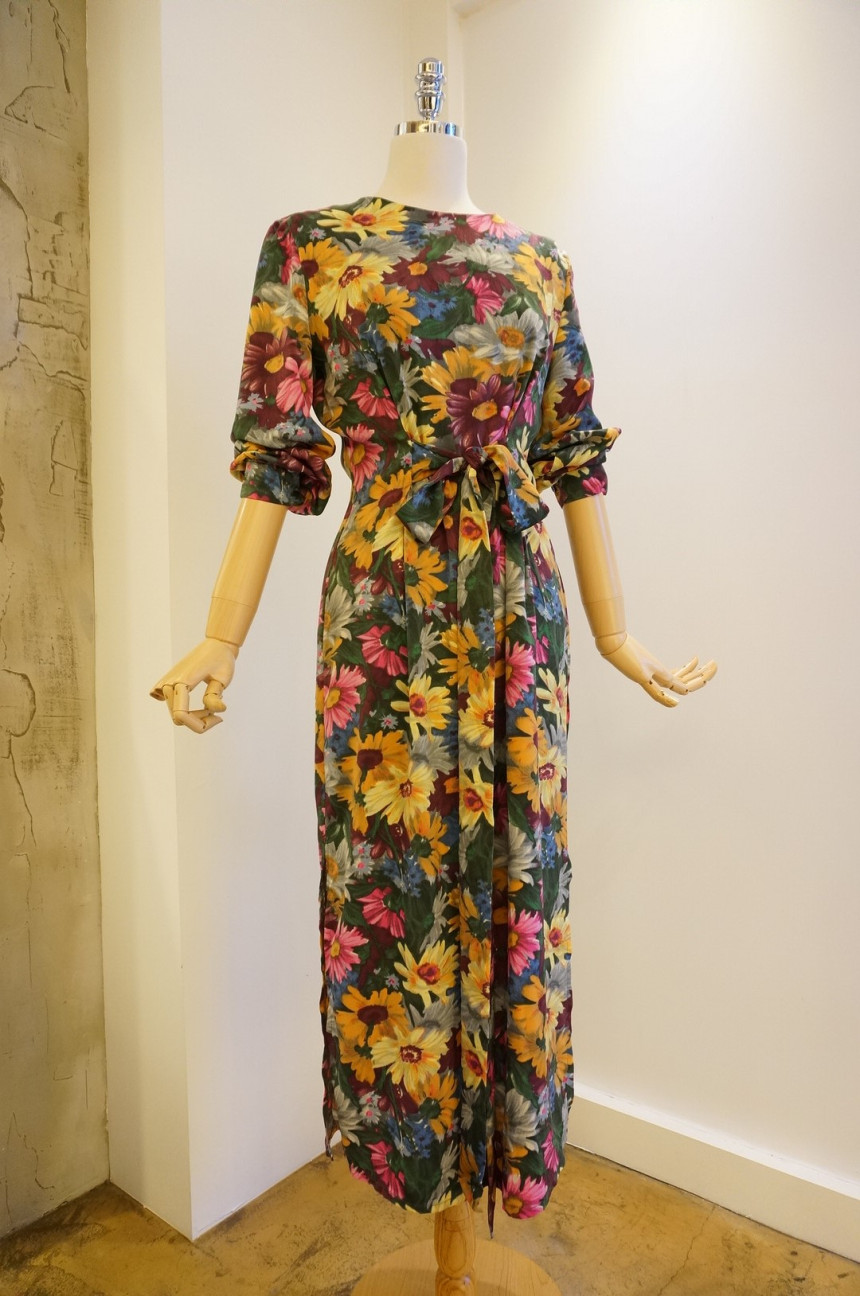 New Women Dress Feminine Flower Dress ootd Silky l