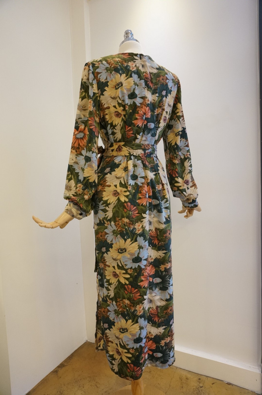 New Women Dress Feminine Flower Dress ootd Silky l