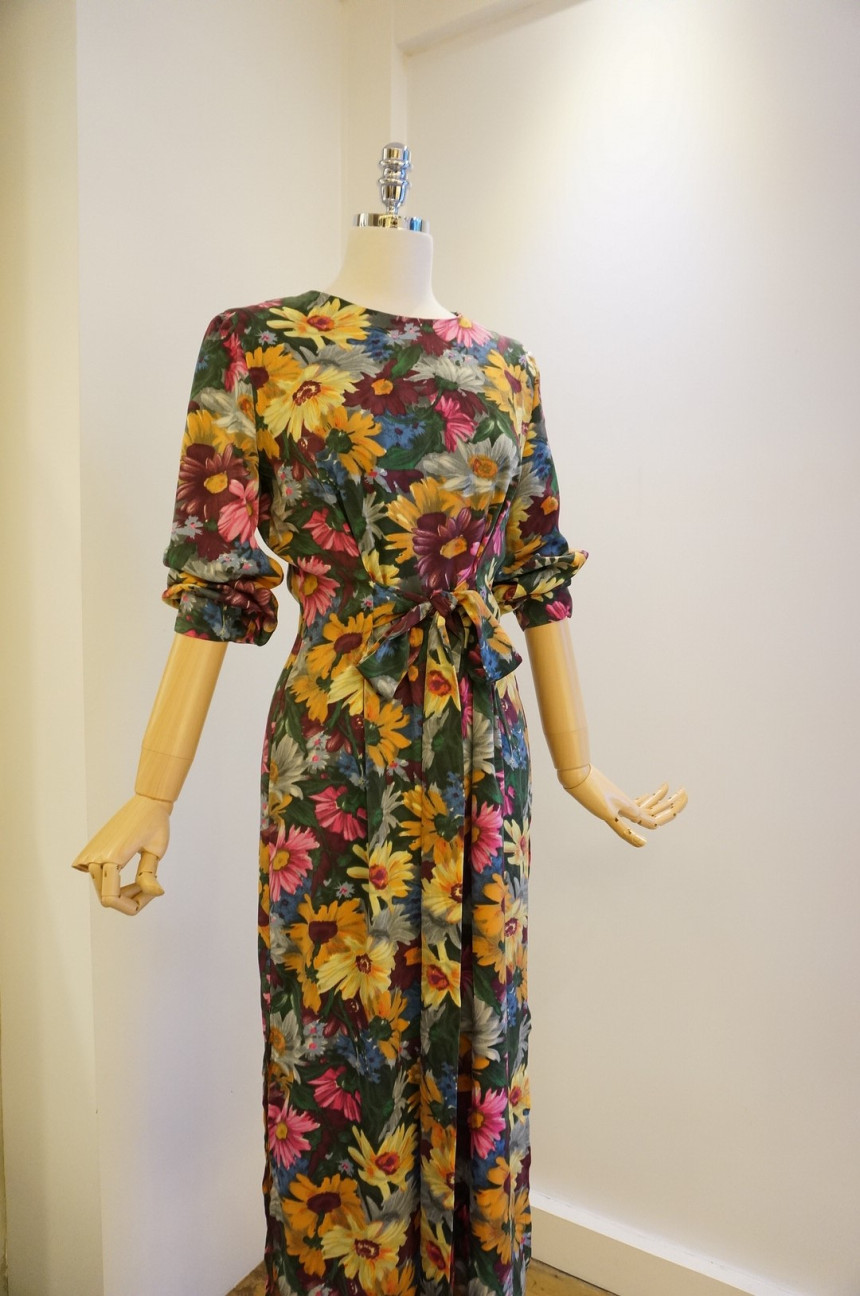 New Women Dress Feminine Flower Dress ootd Silky l