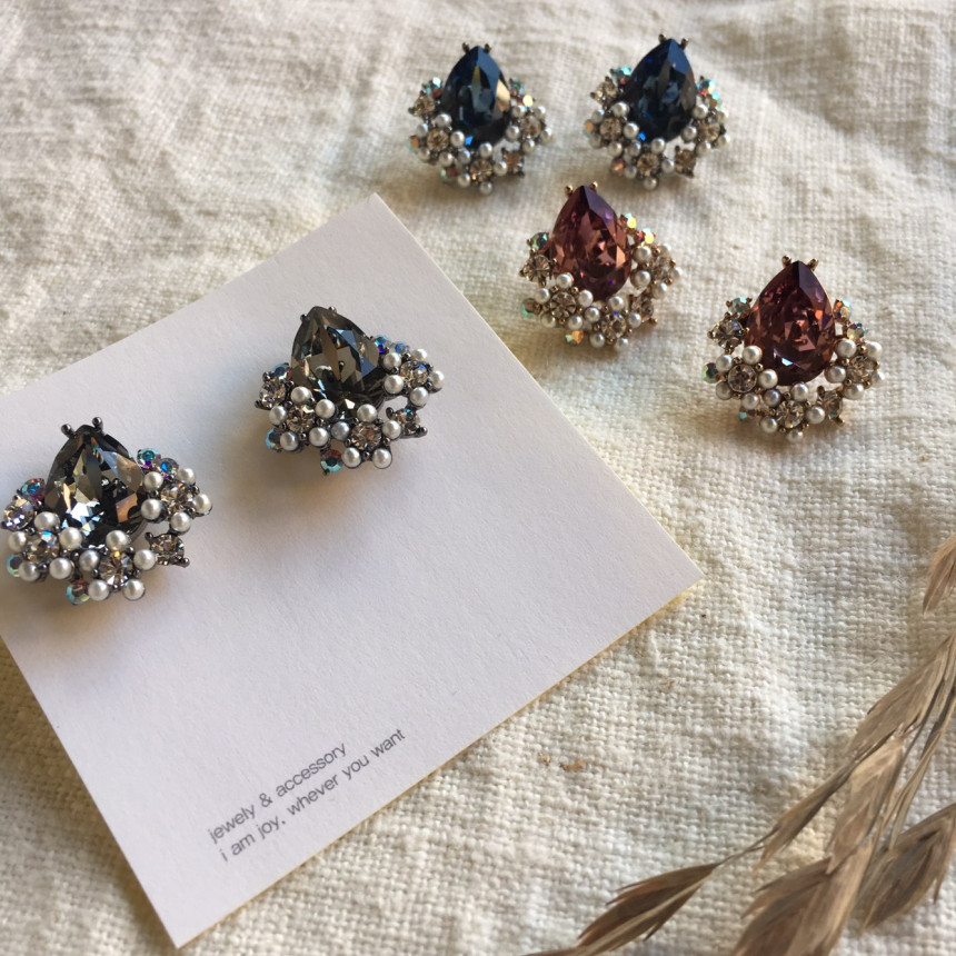 Twinkle Swarovski Pearl Earrings 3color Elegant to