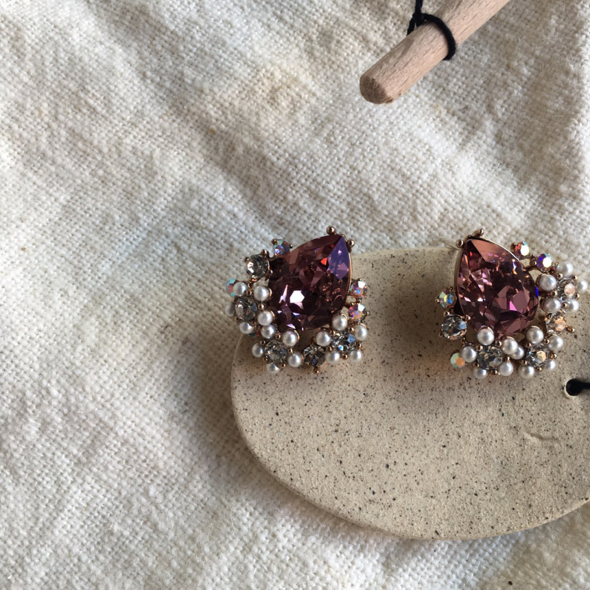 Twinkle Swarovski Pearl Earrings 3color Elegant to