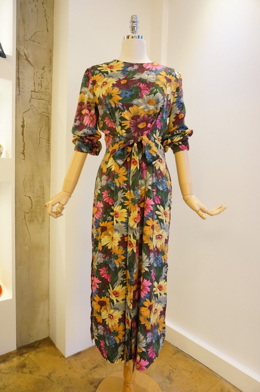 New Women Dress Feminine Flower Dress ootd Silky l