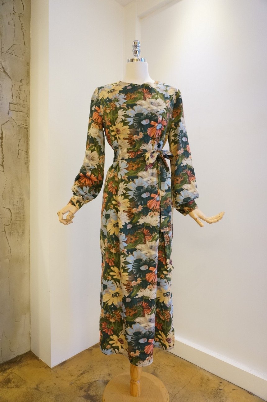 New Women Dress Feminine Flower Dress ootd Silky l