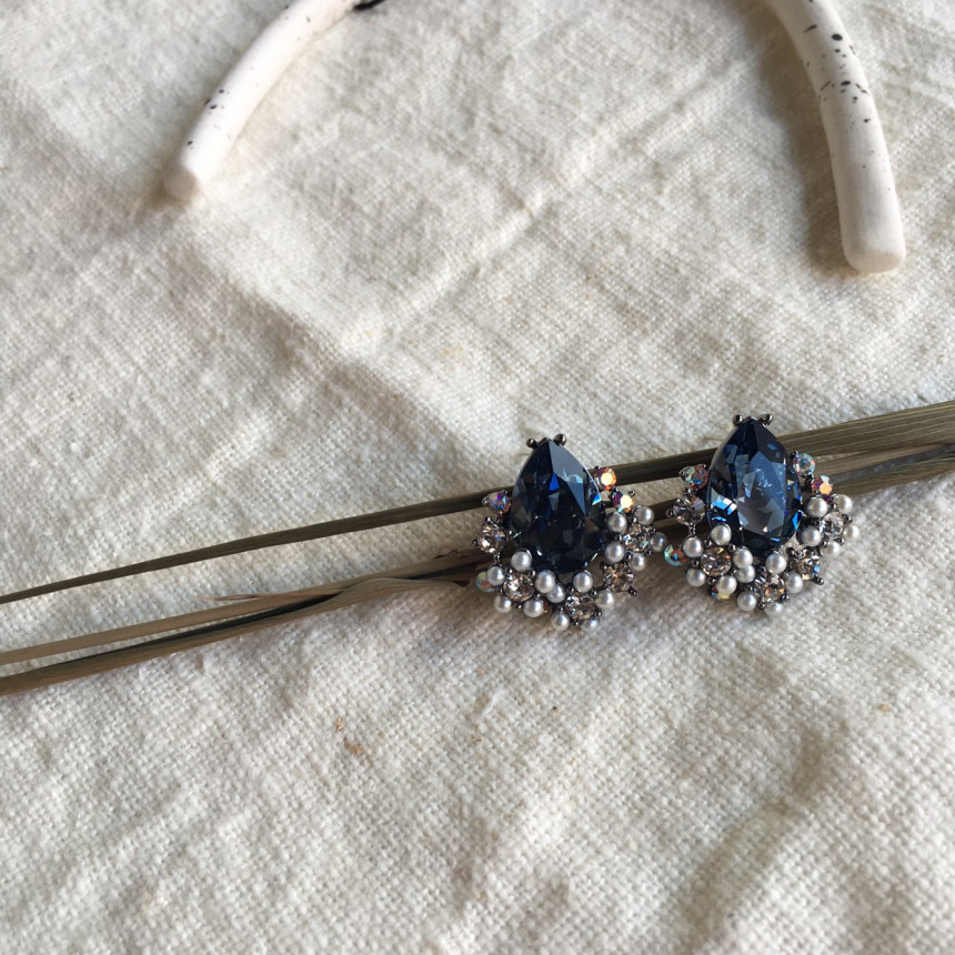 Twinkle Swarovski Pearl Earrings 3color Elegant to