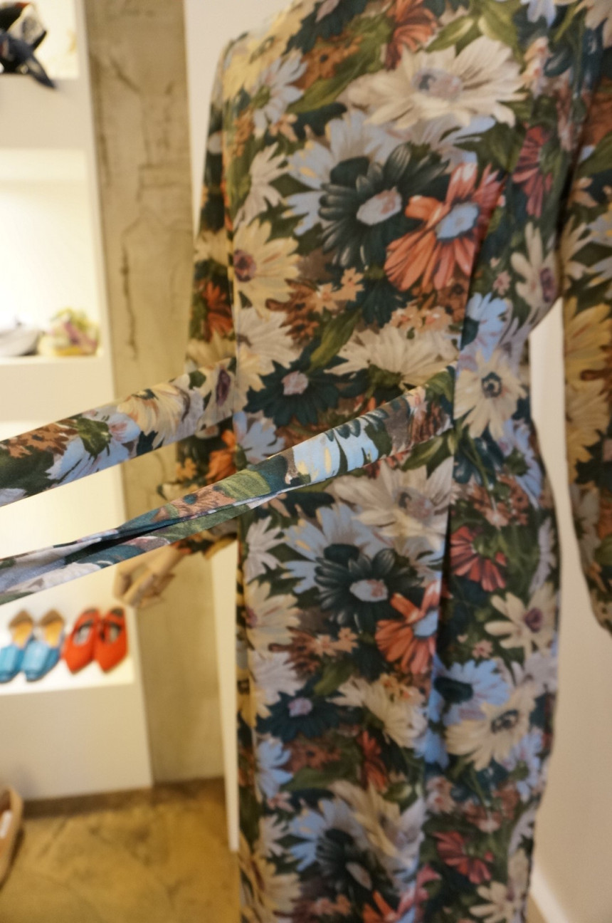 New Women Dress Feminine Flower Dress ootd Silky l