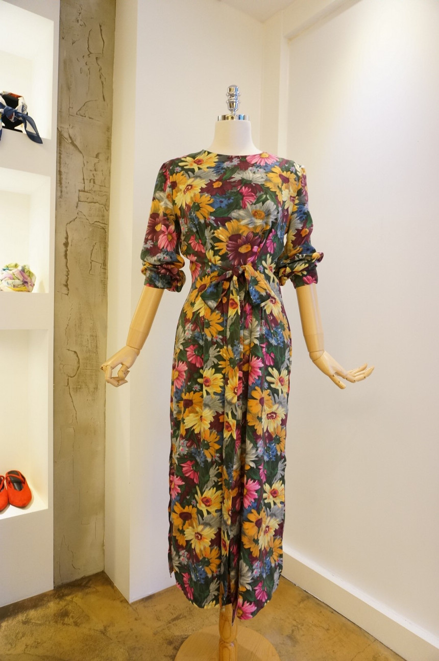 New Women Dress Feminine Flower Dress ootd Silky l