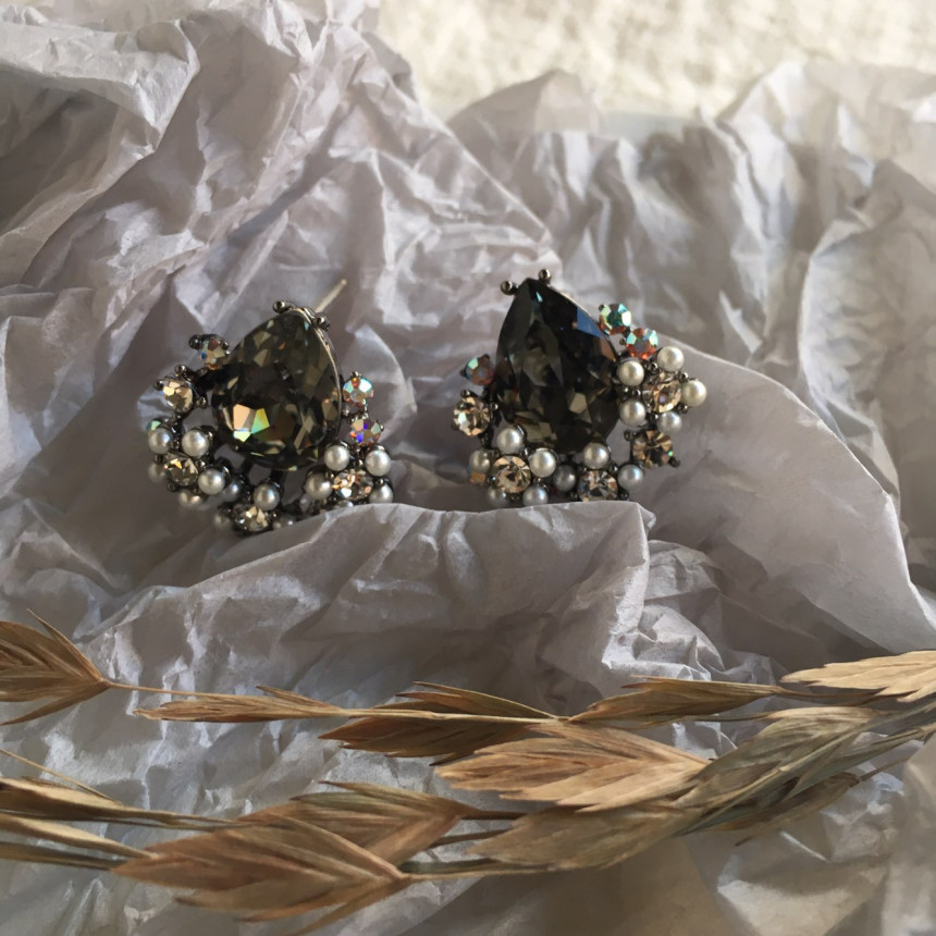 Twinkle Swarovski Pearl Earrings 3color Elegant to