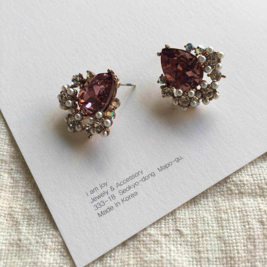 Twinkle Swarovski Pearl Earrings 3color Elegant to