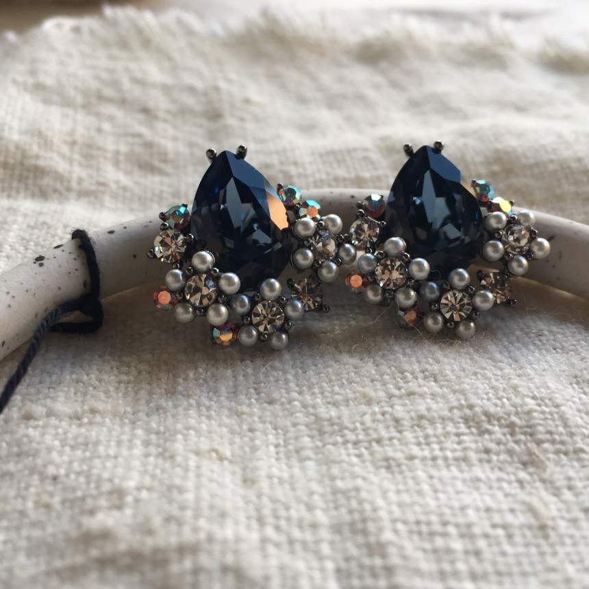 Twinkle Swarovski Pearl Earrings 3color Elegant to