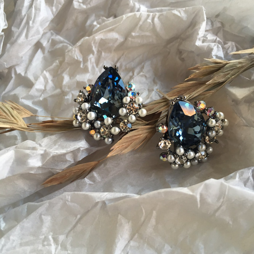 Twinkle Swarovski Pearl Earrings 3color Elegant to