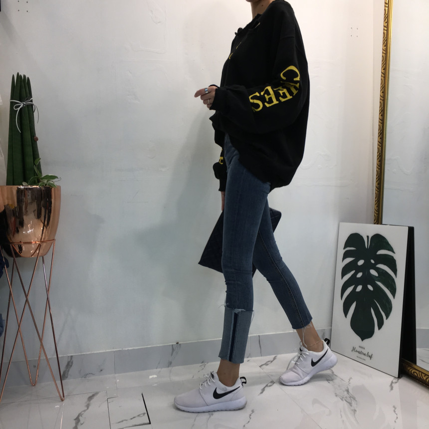 Women Jeans Pants Denim Uncut Roll-up Skinny Jean 