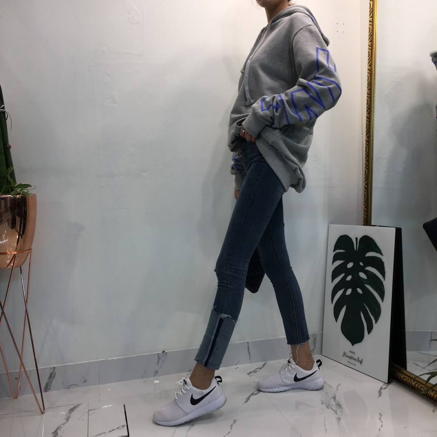 Women Jeans Pants Denim Uncut Roll-up Skinny Jean 