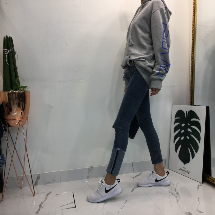 Women Jeans Pants Denim Uncut Roll-up Skinny Jean 