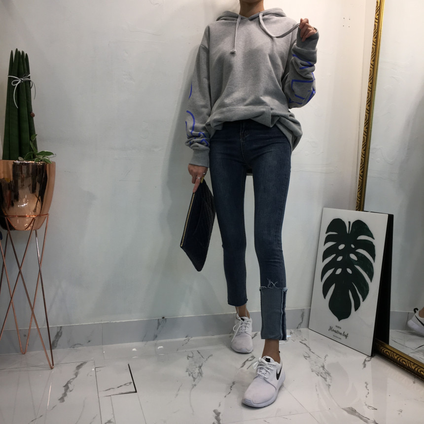 Women Jeans Pants Denim Uncut Roll-up Skinny Jean 