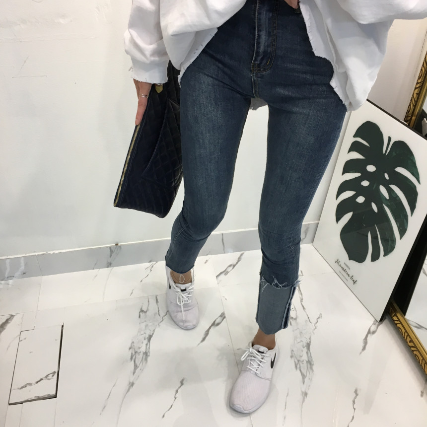 Women Jeans Pants Denim Uncut Roll-up Skinny Jean 