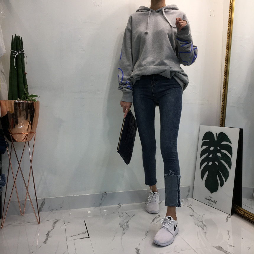 Women Jeans Pants Denim Uncut Roll-up Skinny Jean 