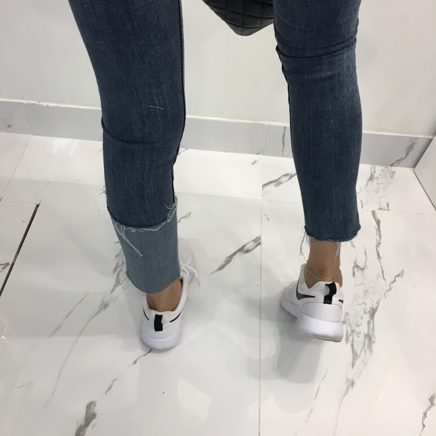 Women Jeans Pants Denim Uncut Roll-up Skinny Jean 