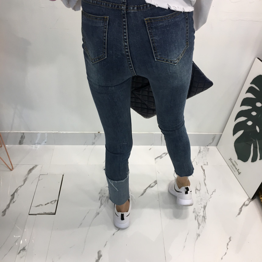 Women Jeans Pants Denim Uncut Roll-up Skinny Jean 