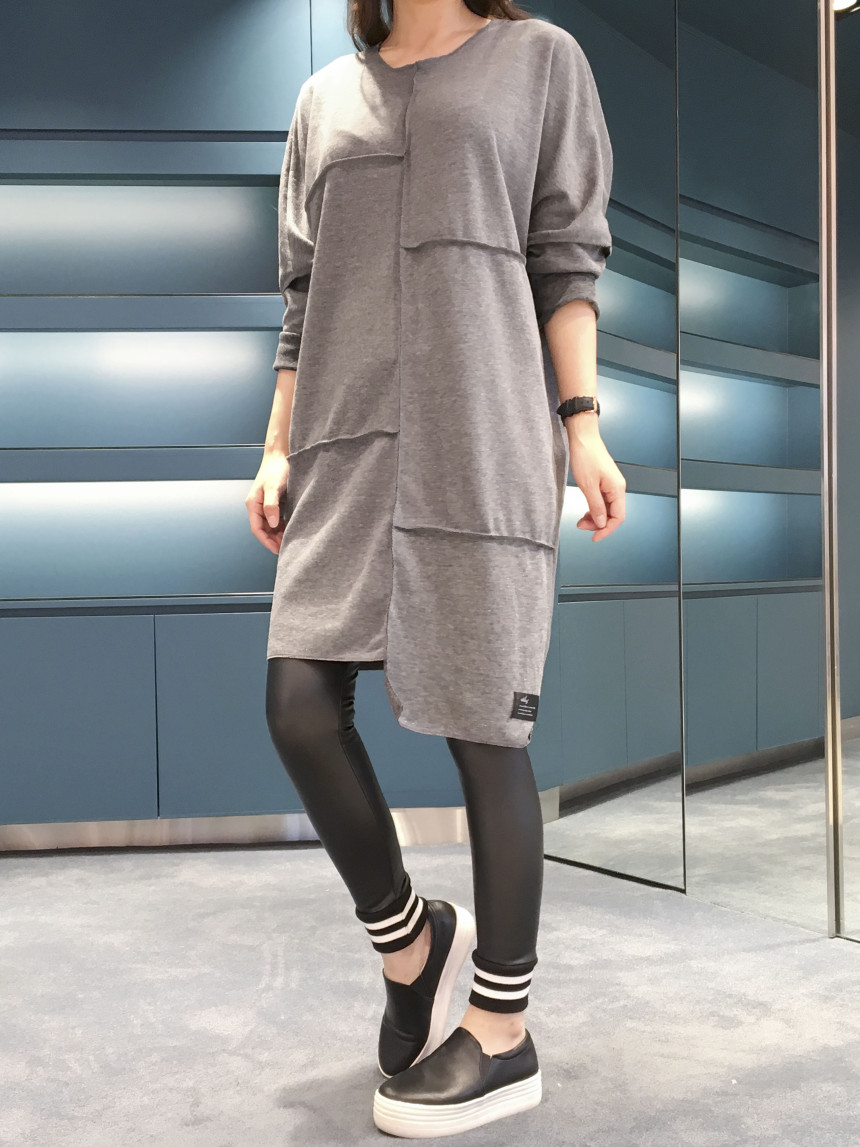 basic Uncontracted Round T-Shirt One Piece Plain R