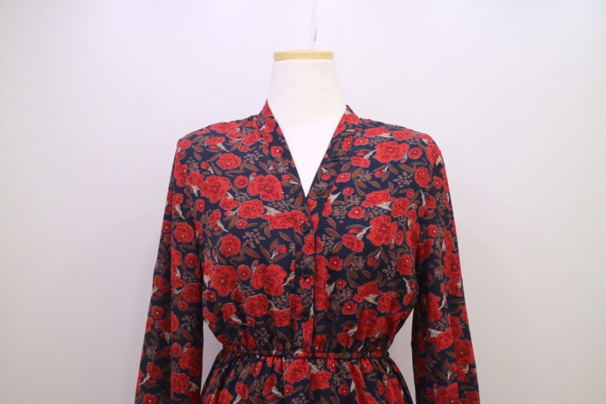 New Women Dress Red Flower Dress