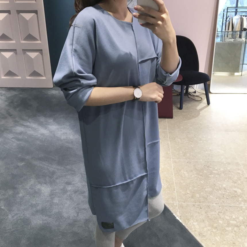 basic Uncontracted Round T-Shirt One Piece Plain R