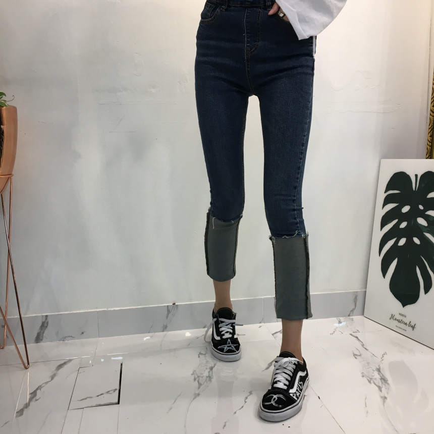 Women Jeans Pants denim roll-up suspenders pants j
