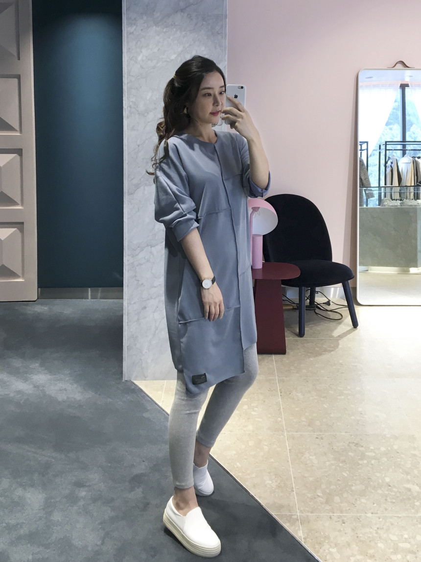 basic Uncontracted Round T-Shirt One Piece Plain R