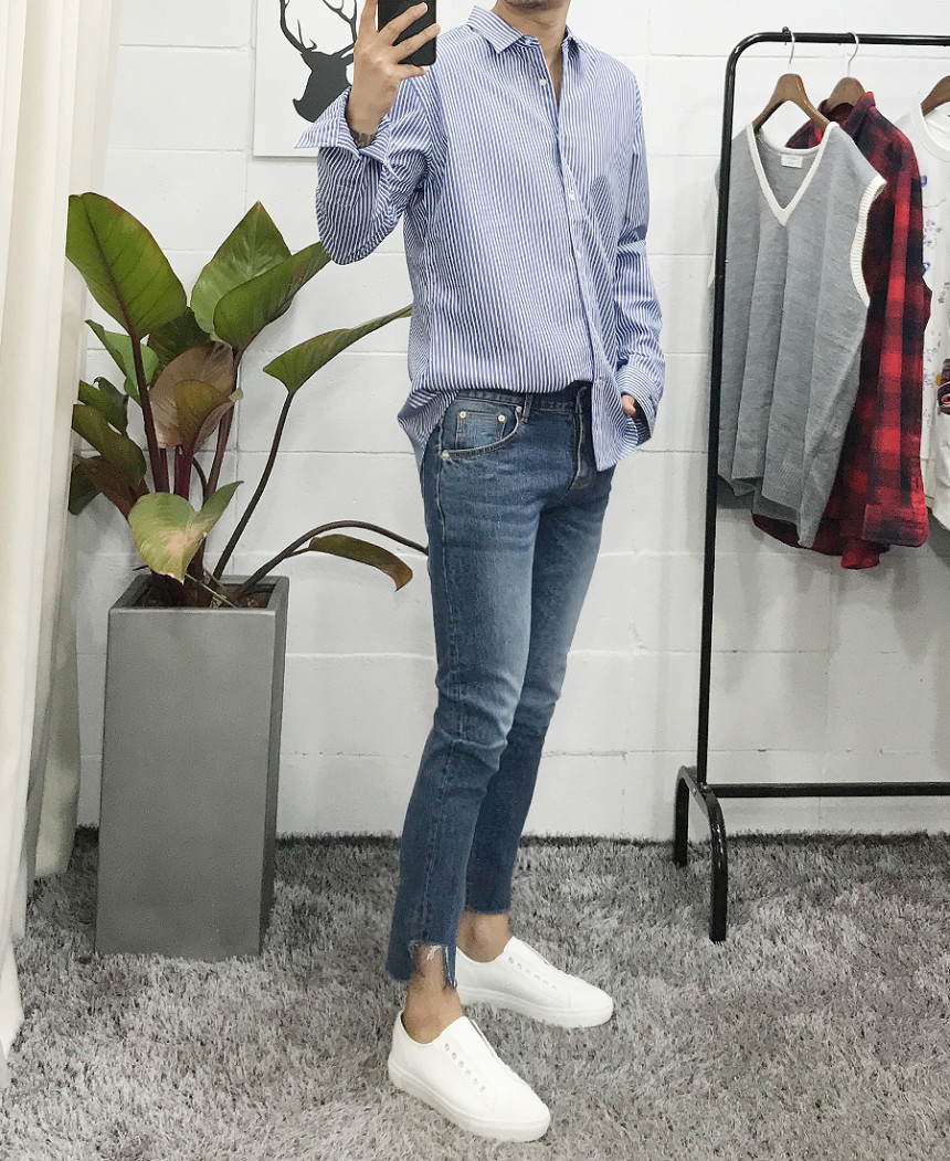 Korea Jeans Pants Men's Denim Pants Coat Jeans 