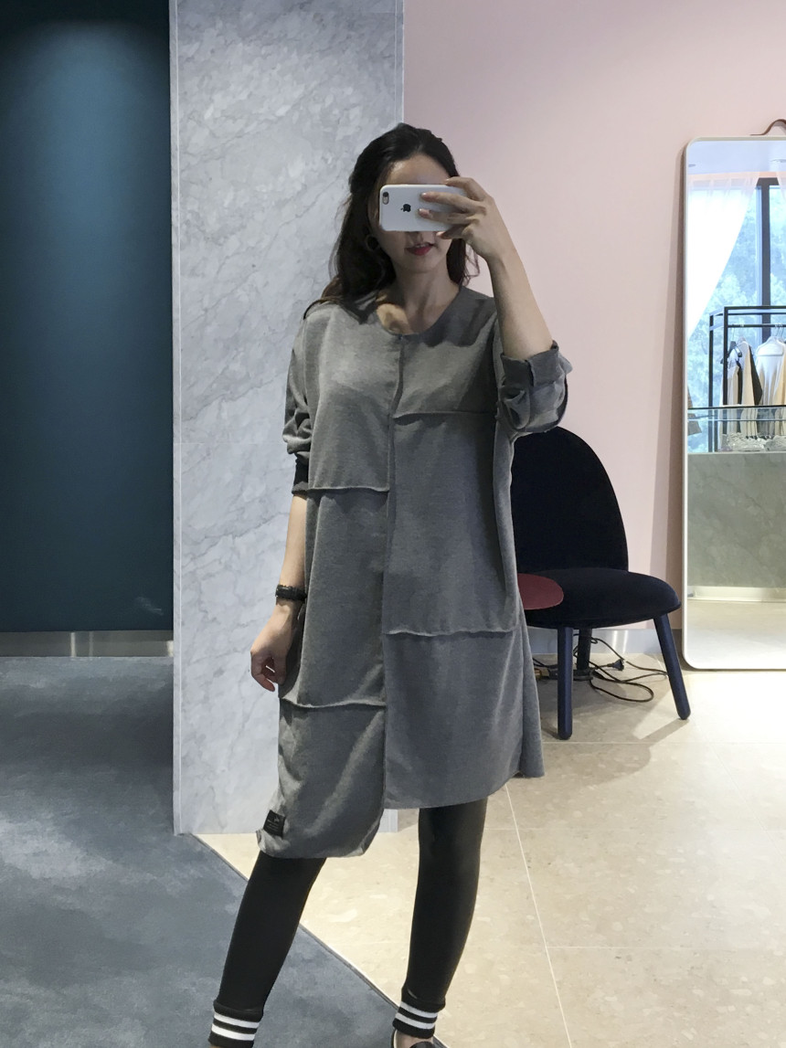 basic Uncontracted Round T-Shirt One Piece Plain R