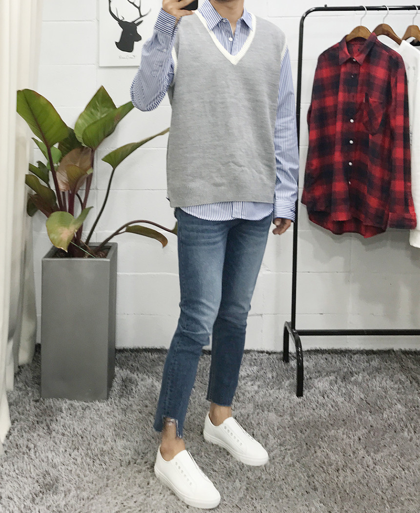 Korea Jeans Pants Men's Denim Pants Coat Jeans 