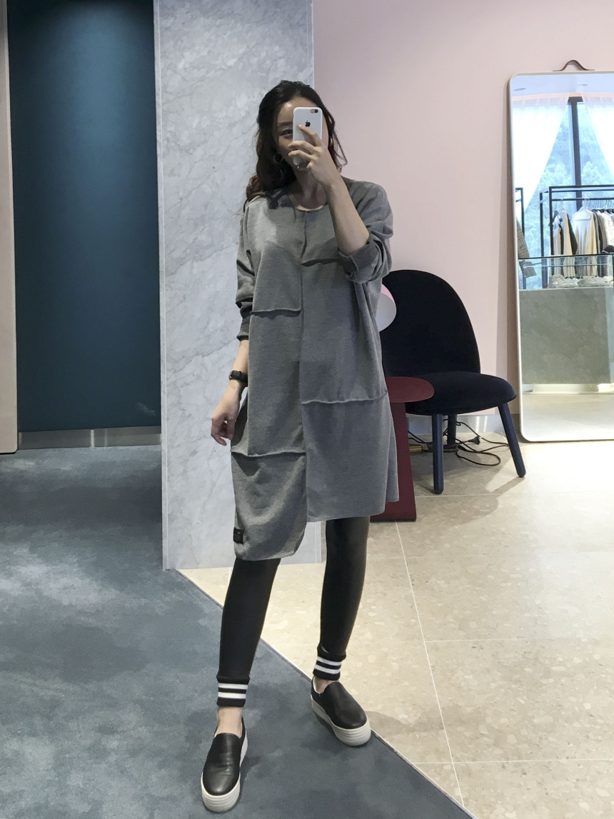 basic Uncontracted Round T-Shirt One Piece Plain R