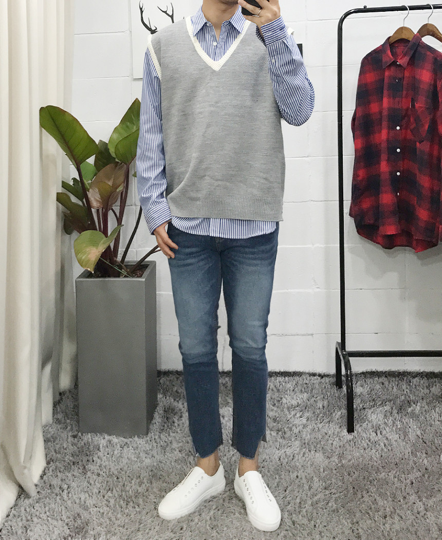 Korea Jeans Pants Men's Denim Pants Coat Jeans 