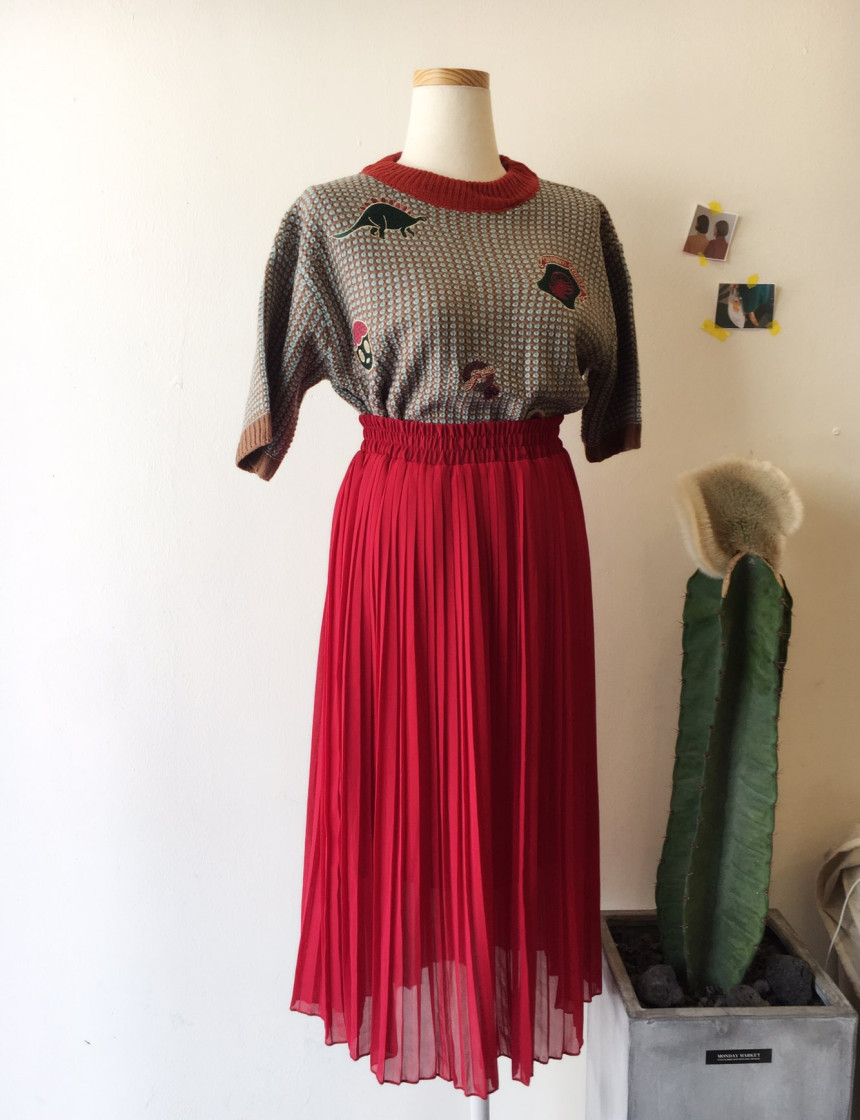 Pure Pleated Chiffon Long Skirt 30-to-2 Women Brie