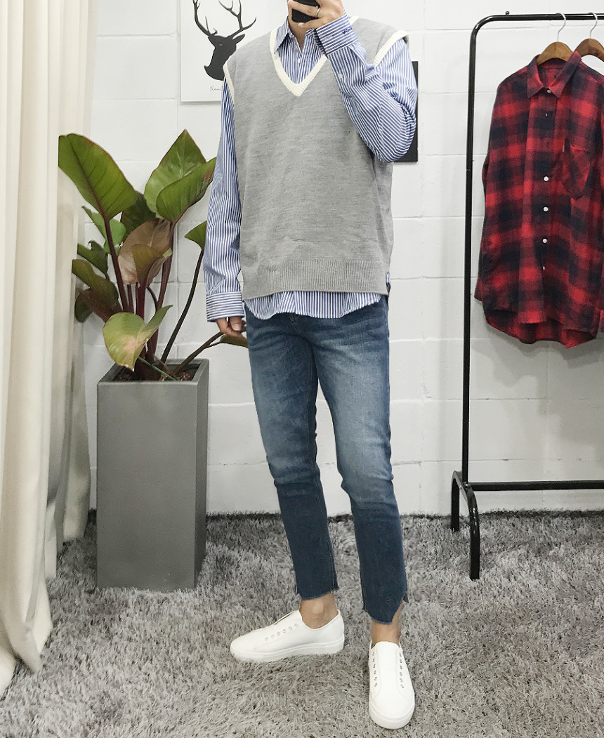 Korea Jeans Pants Men's Denim Pants Coat Jeans 
