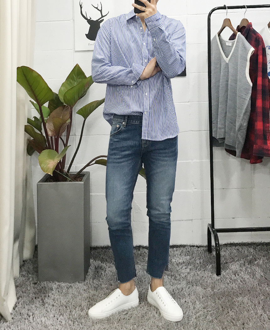 Korea Jeans Pants Men's Denim Pants Coat Jeans 