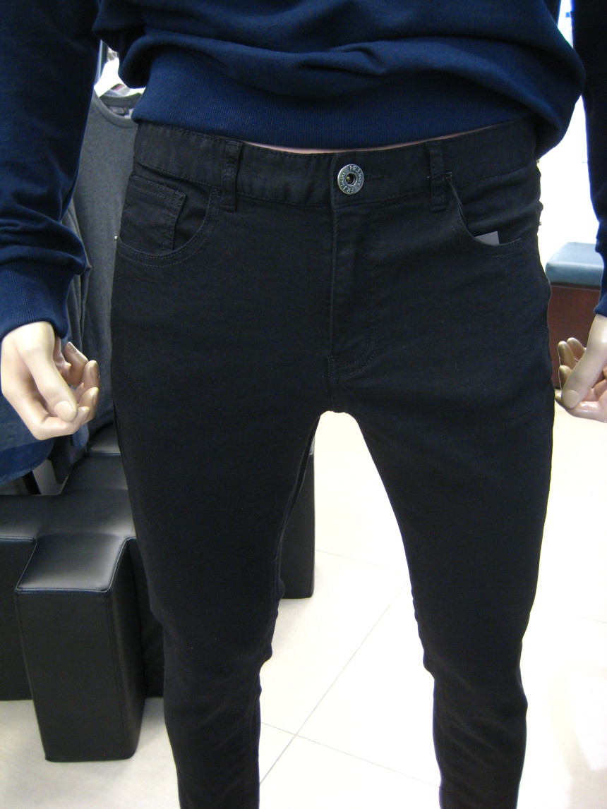 Korea Jeans Pants FRJ Men's Black Jeans Tapered