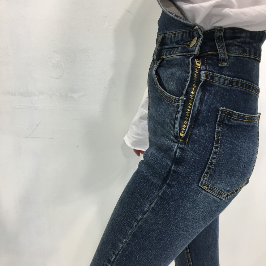 Women Jeans Pants denim roll-up suspenders pants j