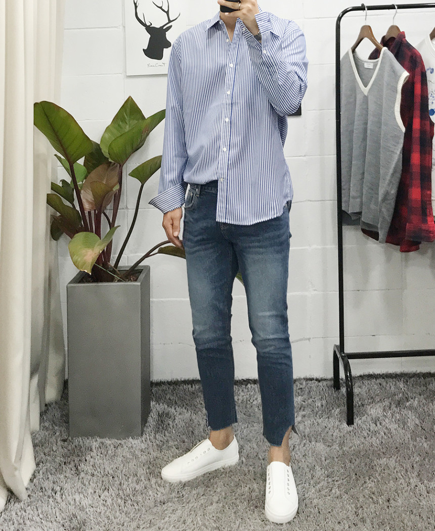 Korea Jeans Pants Men's Denim Pants Coat Jeans 
