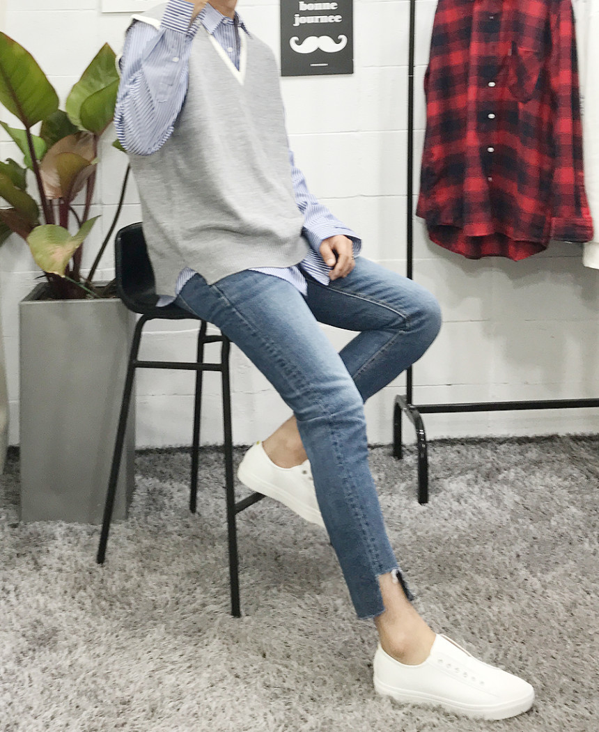 Korea Jeans Pants Men's Denim Pants Coat Jeans 